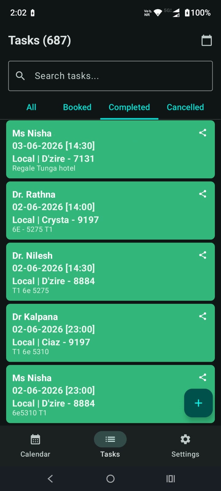 Completed Task Details