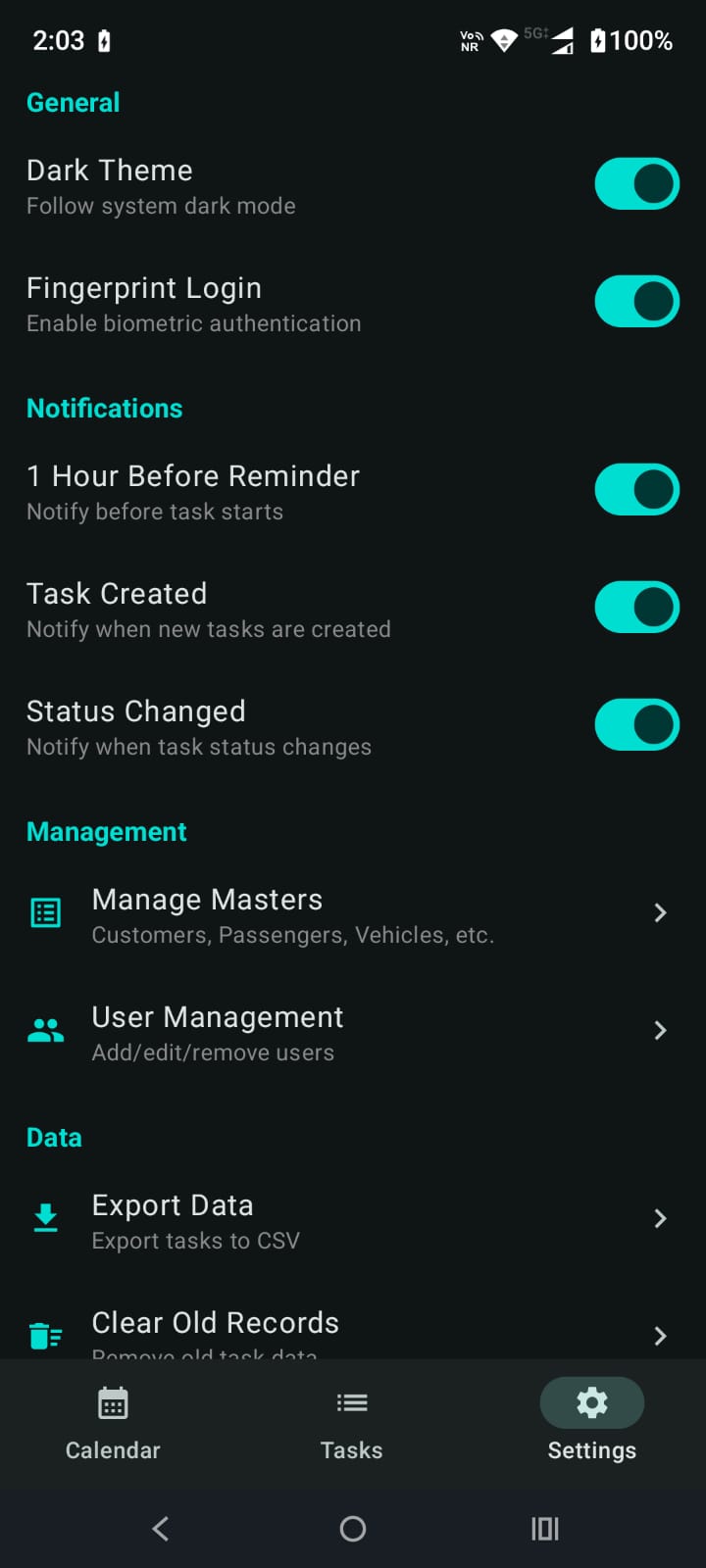 App Settings